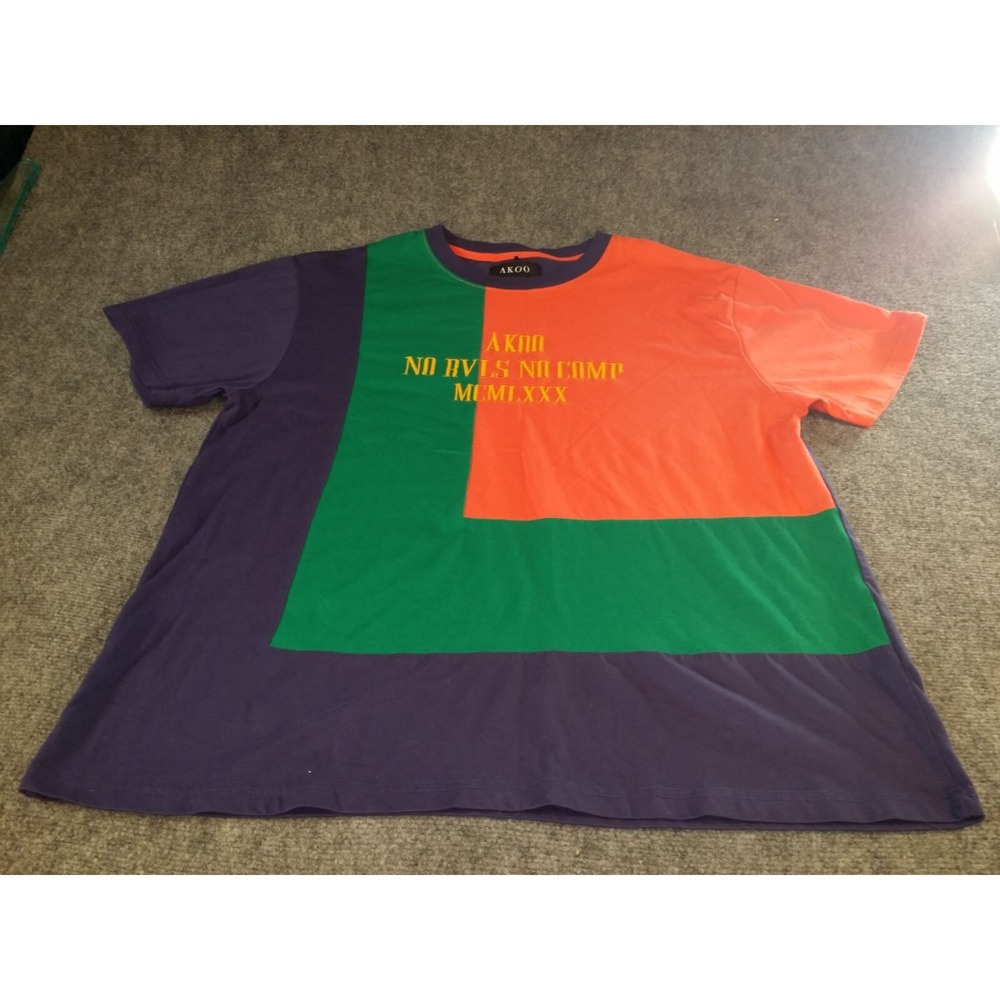 Akoo Tshirt Mens Sz XXL Colorblock No Rvls No Comp MCMLXXX Hip Hop Short Sleeve‎